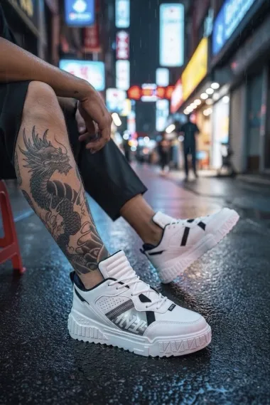 Adidasi barbati albi cu negru 93 N8-4