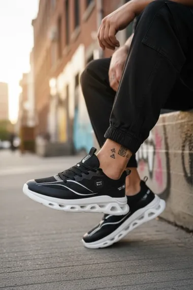Adidasi barbati casual, negri cu alb 1683