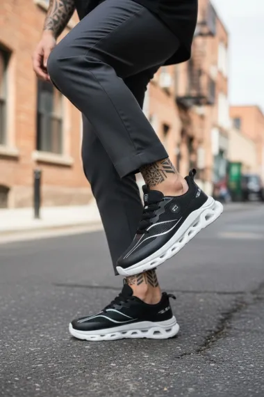 Adidasi barbati casual, negri cu alb 1683