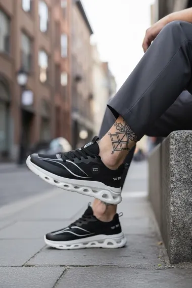 Adidasi barbati casual, negri cu alb 1683