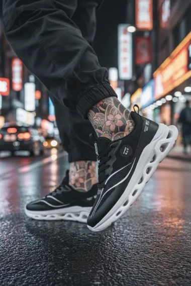 Adidasi barbati casual, negri cu alb 1683