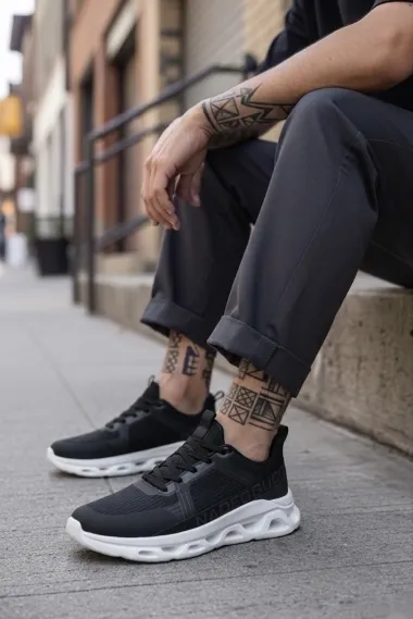 Adidasi barbati casual, negri cu alb 1685