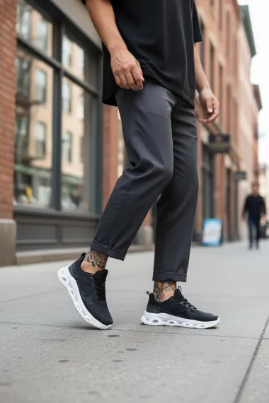 Adidasi barbati casual, negri cu alb 1685