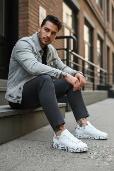 Adidasi barbati casual albi B3623 T53-2