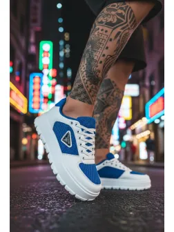 Adidasi barbati casual, alb cu albastru L100