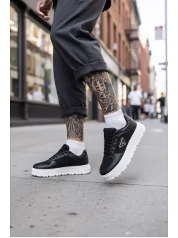 Adidasi barbati casual, negri cu alb L100