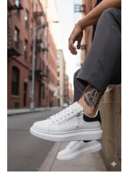 Adidasi barbati casual, albi cu negru K05 N10-1