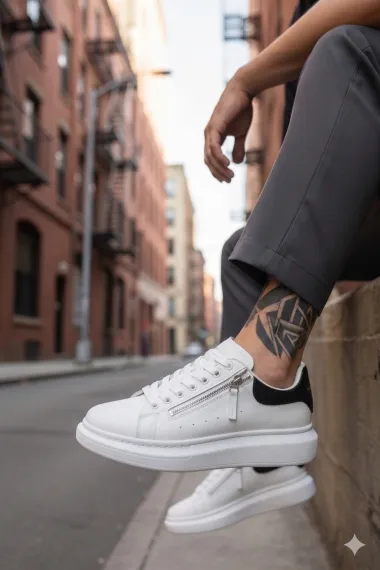 Adidasi barbati casual, albi cu negru K05 N10-1