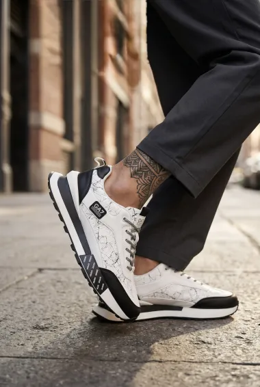 Adidasi barbati casual, albi cu negru A103 N10-3