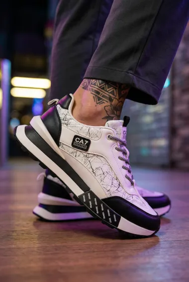 Adidasi barbati casual, albi cu negru A103 N10-3