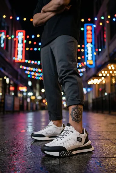 Adidasi barbati casual, albi cu negru A103 N10-3