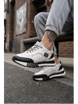 Adidasi barbati casual, albi cu negru A103 T15-3 Adidasi barbati casual, albi cu negru A103 T15-3