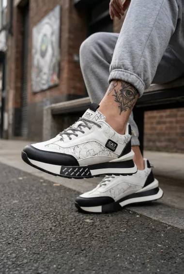 Adidasi barbati casual, albi cu negru A103 N10-3