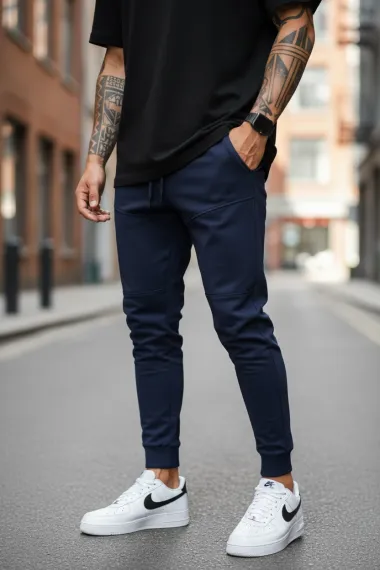 Pantaloni de trening bleumarin conici 12110 126-4