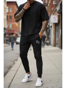 Pantaloni de trening negri, conici, silon 12347 X11