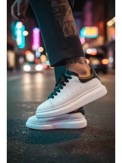 Adidasi unisex vip albi cu sireturi negre B03 T8-2