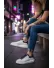 Adidasi unisex vip albi cu sireturi negre B03 T8-2