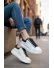 Adidasi unisex vip albi cu sireturi negre B03 T8-2