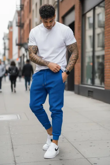 Pantaloni de trening cargo, bleumarin, conici K041 N4-4