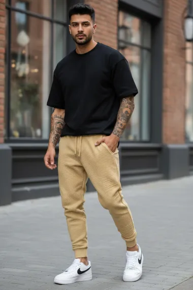 Pantaloni de trening cargo, maro , conici K041 55-3