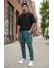Pantaloni de trening cargo, verzi, conici Y198