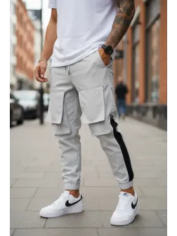 Pantaloni de trening cargo, gri, conici Y359 18-3.1