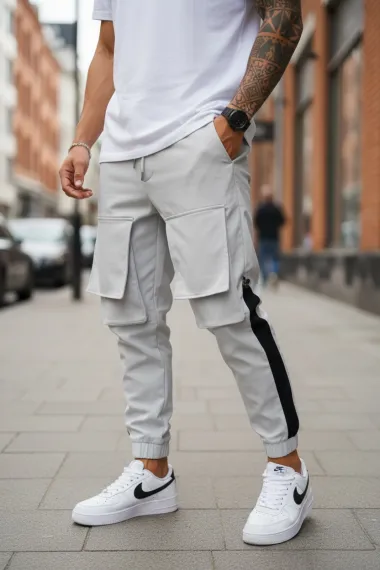 Pantaloni de trening cargo, gri, conici Y359 18-3.1