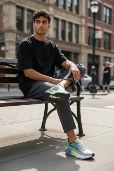 Adidasi barbati sport gri cu verde 2532