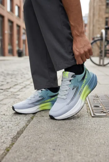 Adidasi barbati sport gri cu verde 2532