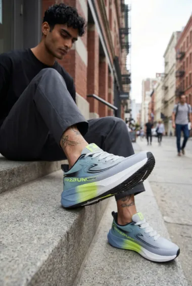 Adidasi barbati sport gri cu verde 2532