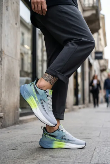 Adidasi barbati sport gri cu verde 2532