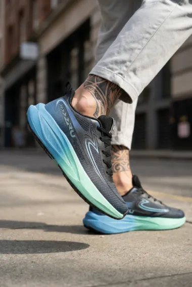 Adidasi barbati sport negri cu verde 2532