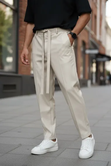 Pantaloni de trening bej conici 2648 33-2.1