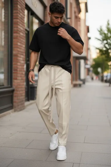 Pantaloni de trening bej conici 2648 33-2.1