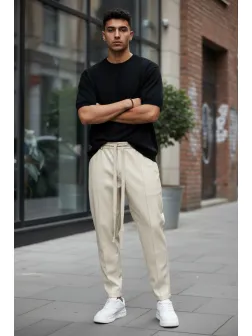 Pantaloni de trening bej conici 2648 33-2.1 Pantaloni de trening bej conici 2648 33-2.1