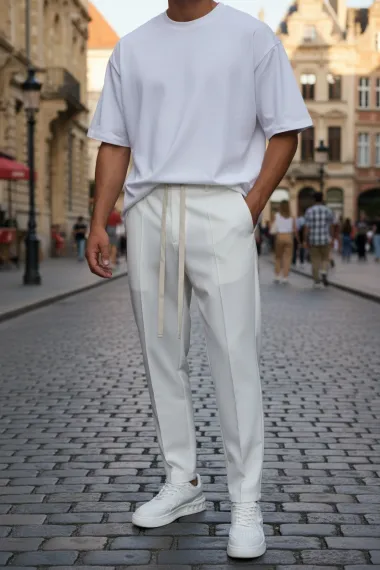 Pantaloni de trening albi conici 2654 33--3.1