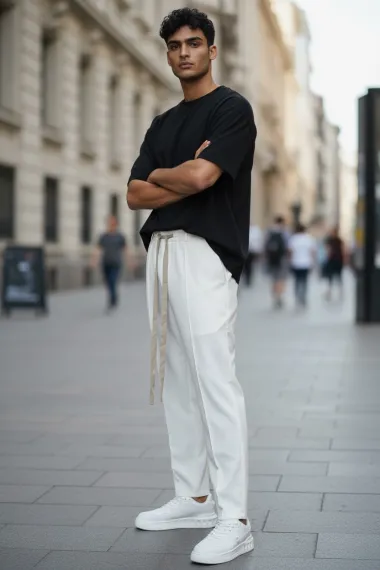 Pantaloni de trening albi conici 2654 33--3.1