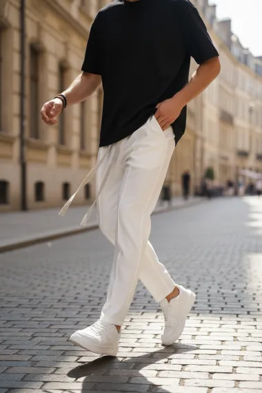 Pantaloni de trening albi conici 2654 33--3.1