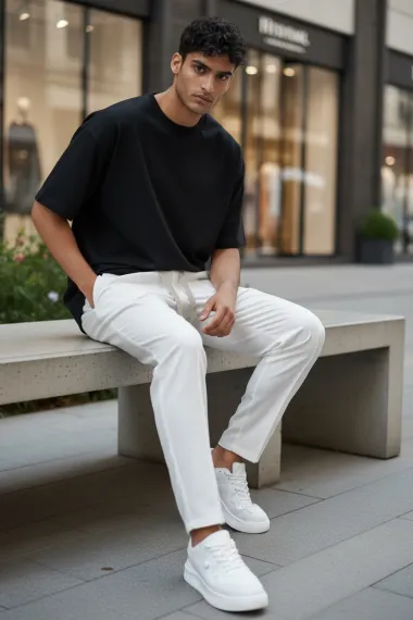 Pantaloni de trening albi conici 2654 33--3.1