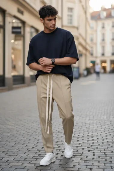 Pantaloni de trening crem conici 2654 32-1.3