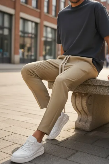 Pantaloni de trening crem conici 2654 32-1.3