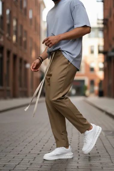 Pantaloni de trening maro conici 2654