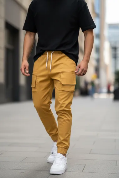 Pantaloni barbati casual mustar Y102