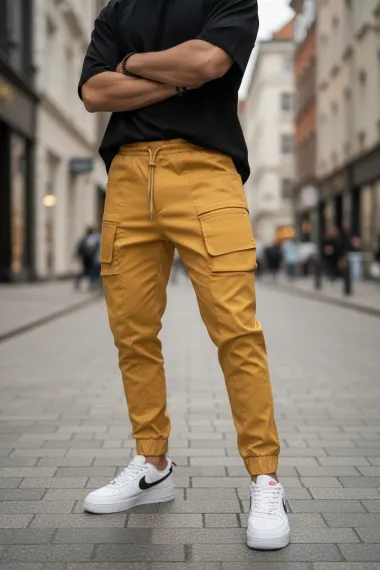 Pantaloni barbati casual mustar Y102