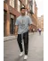 Tricou barbati gri, cu imprimeu , oversize Y238 11-1.1
