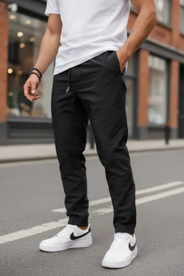 Pantaloni de treningnegri, conici Y291 P20-5.1