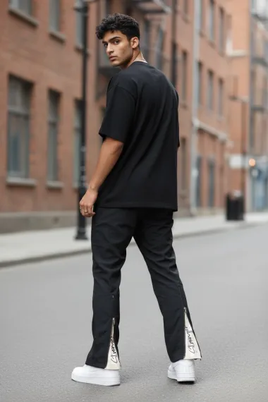 Pantaloni de treningnegri, conici Y291 P20-5.1