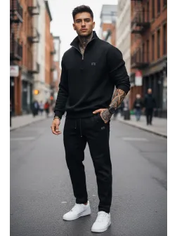 Trening barbati slim fit negru Pantaloni + Hanorac 2616 27-5.2