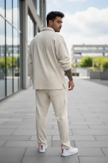 Trening barbati slim fit crem Pantaloni + Hanorac 2618 29-1