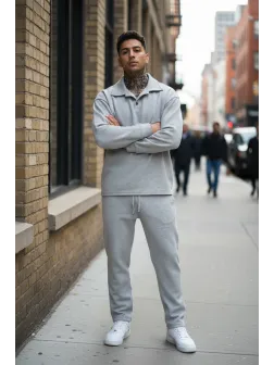 Trening barbati slim fit gri Pantaloni + Hanorac 2618 28-1.1 Trening barbati slim fit gri Pantaloni + Hanorac 2618 28-1.1